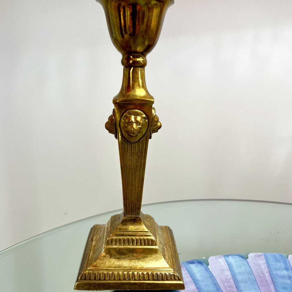 SALE! Unique Lion Head Brass Candlestick - Picture 4 of 10